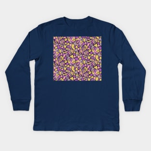 Matisse Purple Tropical Leaves Kids Long Sleeve T-Shirt